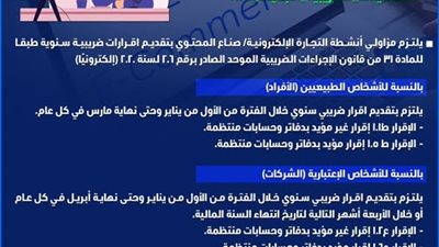 الضرائب: الإقرار السنوي إلزامي للتجارة الإلكترونية وصناع المحتوى