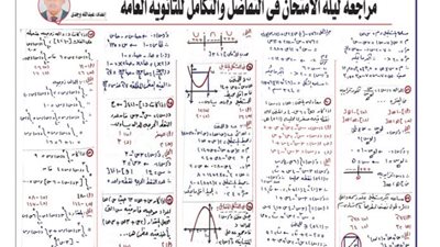 سؤال وجواب.. مراجعة ليلة الامتحان في التفاضل لـ الثانوية العامة