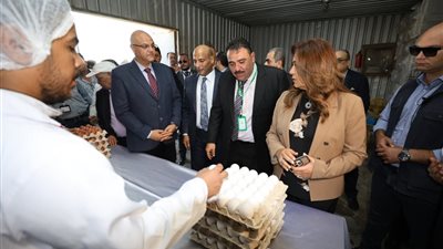 وزيرة التنمية المحلية ومحافظ القليوبية يشهدان بدء إنتاج مشروع الـ «30 مليون بيضة» بالخانكة