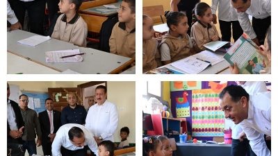 رئيس الوزراء يحاور ويداعب تلاميذ مدرسة سامح طاحون الابتدائية