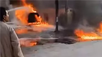 حريق هائل فى محطة وقود بقرية بالشرقية