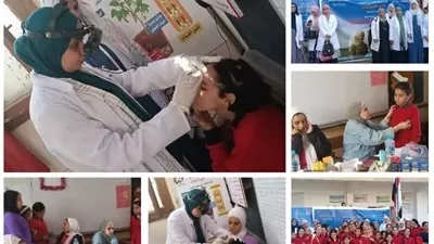 فحص 293 طالباً في قافلة طبية لجامعة بنها بمدرسة الشهيد محمد جمال