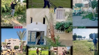 جهاز مدينة العبور يواصل رفع كفاءة المسطحات الخضراء وصيانة الزراعة بجميع الأحياء
