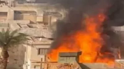 نشوب حريق ضخم فى ستوديو مصر والحماية المدنية تواصل السيطرة على النيران