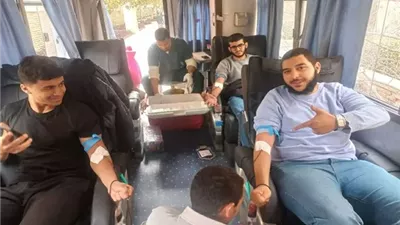 جامعة حلوان تنظم حملة تبرع بالدم وتجمع 295 كيسًا