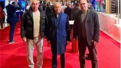 حسام وإبراهيم حسن والدرندلي في حفل استقبال منتخبات كأس العالم