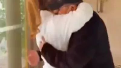 أصالة تحتضن زوجها فى كواليس حفل رأس السنة
