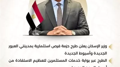 الشربيني يطرح فرصا استثمارية جديدة بمدينتين عبر بوابة المستثمرين