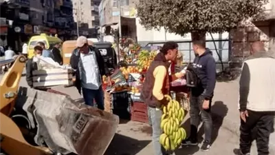 رفع الإشغالات من مدخل مدينة ابوصوير بالإسماعيلية..صور