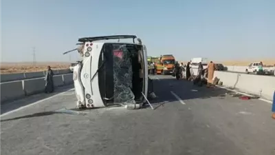 إصابة 11 شخصا في انقلاب ميكروباص بطريق مصر- إسماعيلية الصحراوى
