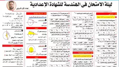 مراجعة ليلة الامتحان في الهندسة للشهادة الإعدادية 2026
