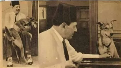 نجيب الريحانى.كان شديد الحب لكلبته..وأغلق المسرح3 أيام بعد وفاتها