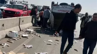إصابة 10 في تصادم ميني باص وسيارة نقل بشبرا – بنها بالقليوبية