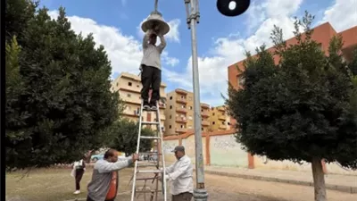 رئيس جهاز النوبارية يتابع تطوير منظومة الإنارة .. صور