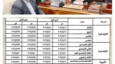 محافظ المنوفية يعتمد مواعيد امتحانات نهاية العام مايو 2026