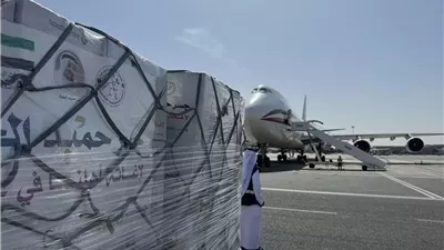 مطار العريش يستقبل طائرة مساعدات إماراتية تحمل 100 طن مواد غذائية