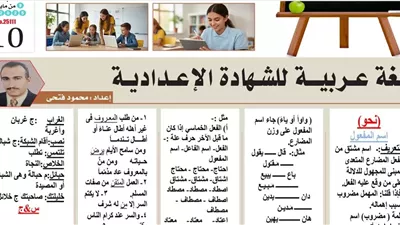 بالاجابات مراجعة نهائية في اللغة العربية لـ الصف الثالث الإعدادي