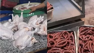 ضبط 450 كجم دواجن ولحوم مجهولة المصدر خلال حملة تموينية بشبرا الخيمة