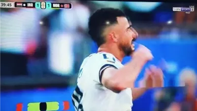 ايمن حسين يدرك هدف التعادل للعراق في مرمي النرويج
