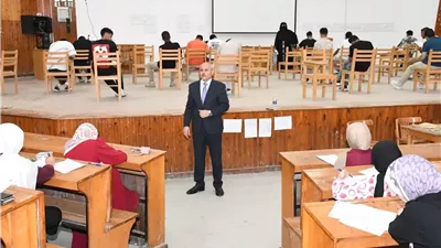 رئيس جامعة القناة يتفقد 30 لجنة امتحانية بالمعهد الفني للتمريض