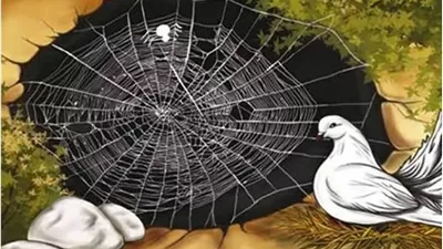 قصة نسج العنكبوت ووقوف الحمامتين على باب الغار في حادثة الهجرة