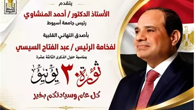 الدكتور أحمد المنشاوي يهنئ فخامة الرئيس السيسي بذكرى ثورة 30يونيو