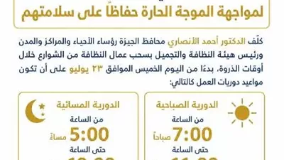 محافظ الجيزة يقرر إيقاف العمل الميداني لعمال النظافة وقت الذروة