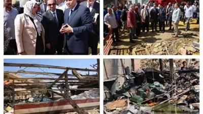 انفجار مخزن كيماويات ودهانات بأجهور الرمل قويسنا المنوفية