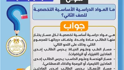 المواد التخصصية لطلاب الصف الثاني بالبكالوريا المصرية