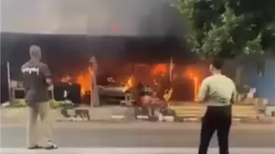 نشوب حريق داخل فرع لأحد البنوك فى الهرم