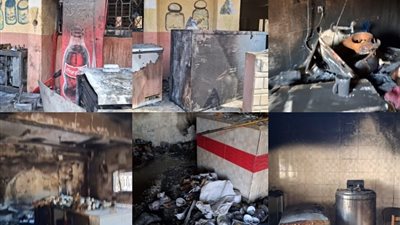 ننشر صور حريق منفذ ألبان مدرسة مشتهر الزراعية بالقليوبية