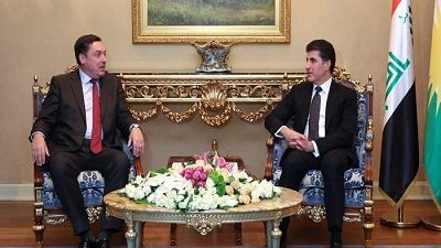 نيجيرفان بارزاني يودع السفير البريطاني بالتأكيد على مساع لحل الخلافات مع بغداد