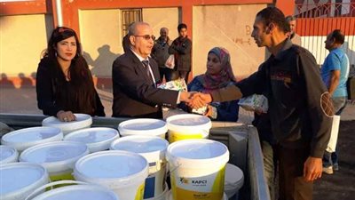رسومات وطنية على أسوار مدارس بورسعيد ضمن مبادرة 