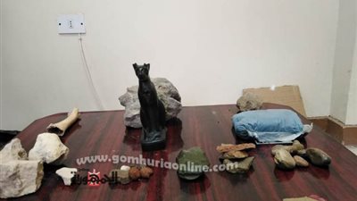 مباحث الغنايم تضبط قطع أثرية بحوزة مأذون و 6 اخرين .صور