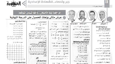 عرض مثالى لمادة الجبر والاحصاء ومراجعة نهائية للشهادة الاعدادية