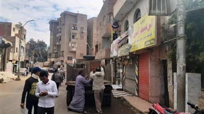 حمله لرفع الإشغالات بمدينة ناصر فى بنى سويف.. بالصور