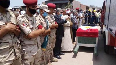 الدقهلية تشيع جثمان شهيد كمين بئر العبد في جنازة عسكرية