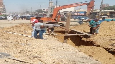 رفع كفاءة خط الصرف بسوق الجمعة بالاسماعيلية لمواجهة الاحمال الزائدة