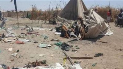 مقتل واصابة 27 بمخيم نازحين فى قصف حوثى لحجة اليمنية