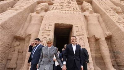 تفاصيل زيارة الرئيس الفرنسى ماكرون لمعبد ابو سمبل بأسوان