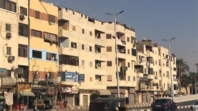 دهان وجهات العقارات باللون الابيض بالجهود الذاتية بشوارع المطرية بالقاهرة
