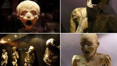 تذكرك بأفلام الرعب ..شاهد..مومياوات 150 شخصا دفنوا أحياء