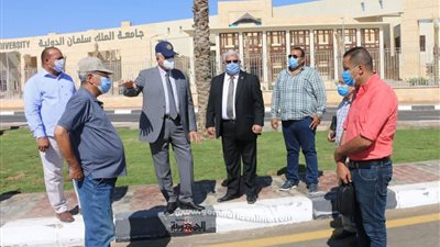 فوده تفقد اعمال التجميل بمحيط جامعة الملك سلمان بشرم الشيخ