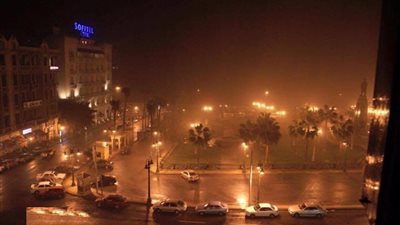 تساقط امطاررعدية غزيرة على الاسكندرية بعد منتصف الليل
