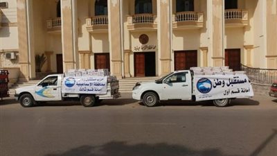 مستقبل وطن الإسماعيلية يوزع 2500 كرتونة غذائية على الأسر المستحقة .صور