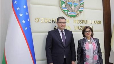 فهمى تناقش التعاون القضائى مع وزير العدل الاوزبكى