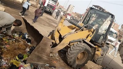 أعمال نظافة ورفع قمامة وتجميل بالطريق العام يالزقازيق