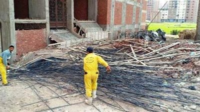 التحفظ على ٦ أطنان حديد وخشب ووقف أعمال بناء بدون ترخيص بغشام الزقازيق