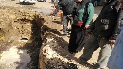 مياه القليوبية تواصل اصلاح كسر مفاجئ بخط طرد 