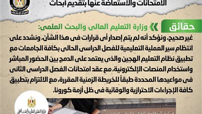 الوزراء : إيقاف الدراسة بالمعاهد والجامعات وإلغاء الامتحانات .. شائعة